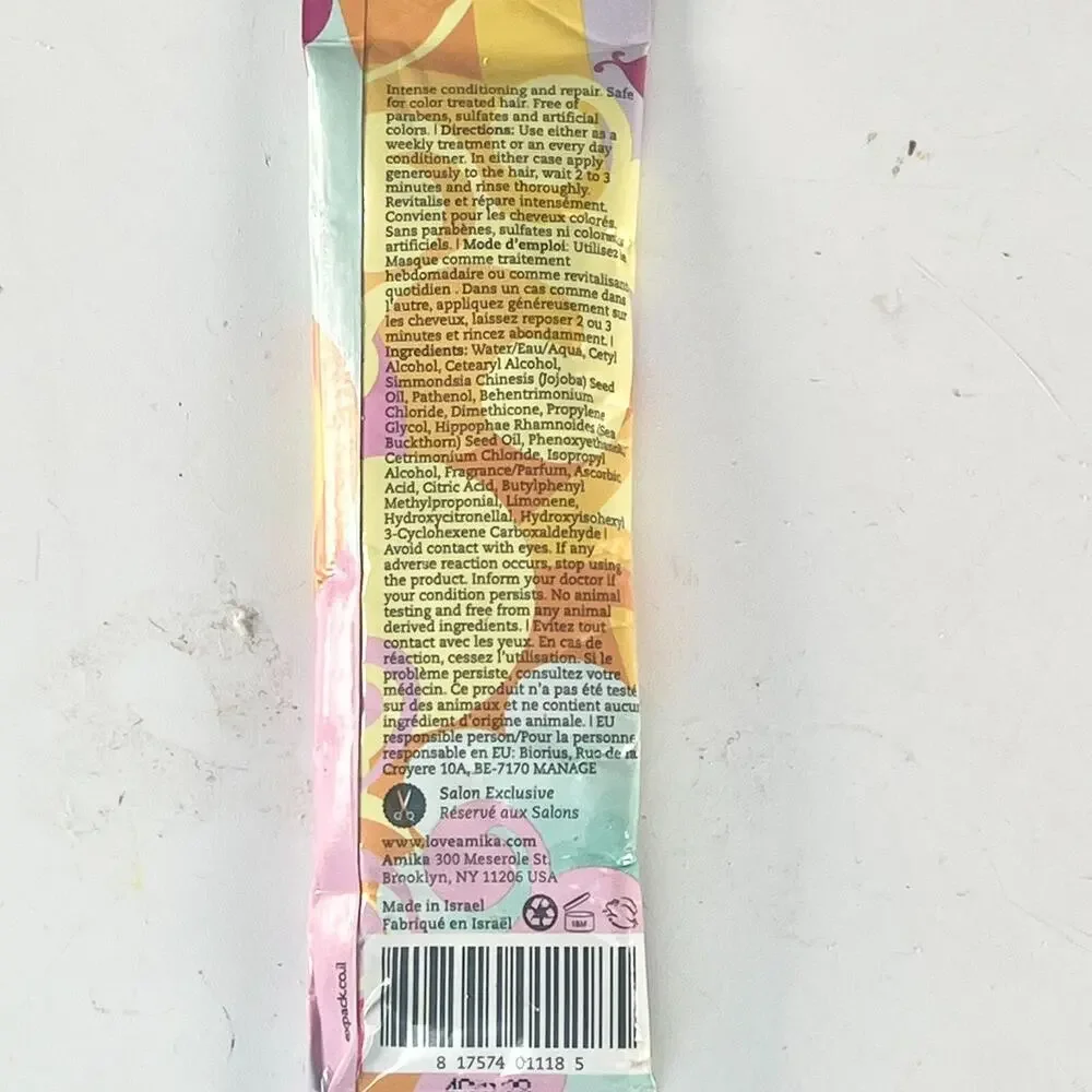 Amika Soulfood Nourishing Hair Mask Sew Buckthorn Berry Travel .7 fl oz 20ml New